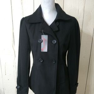 Lipstick Black Trench Style Coat